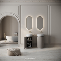 Rotunda Fluted Vanity Unit & Stone Basin 420mm Sabbia Grigio Oak